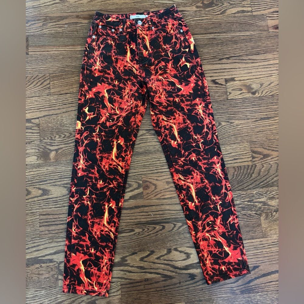 Adika Fire Flame Red/ Black Jean Pants-Size XS